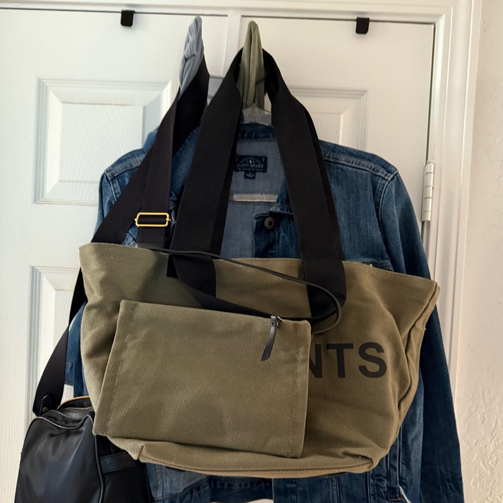 All Saints Khaki Tote with Black Straps - Picture 9 of 13